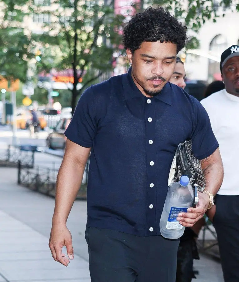 Justin Dior Combs NYC 2025 Blue Shirt