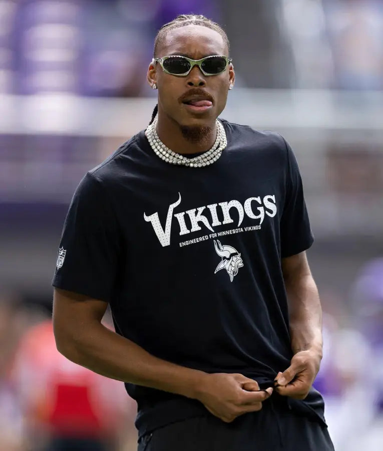 Justin Jefferson Preseason 2025 Black Vikings T-shirt