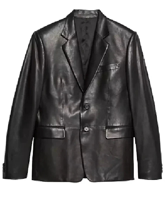 Kate Hudson Running Point S01 Black Leather Blazer