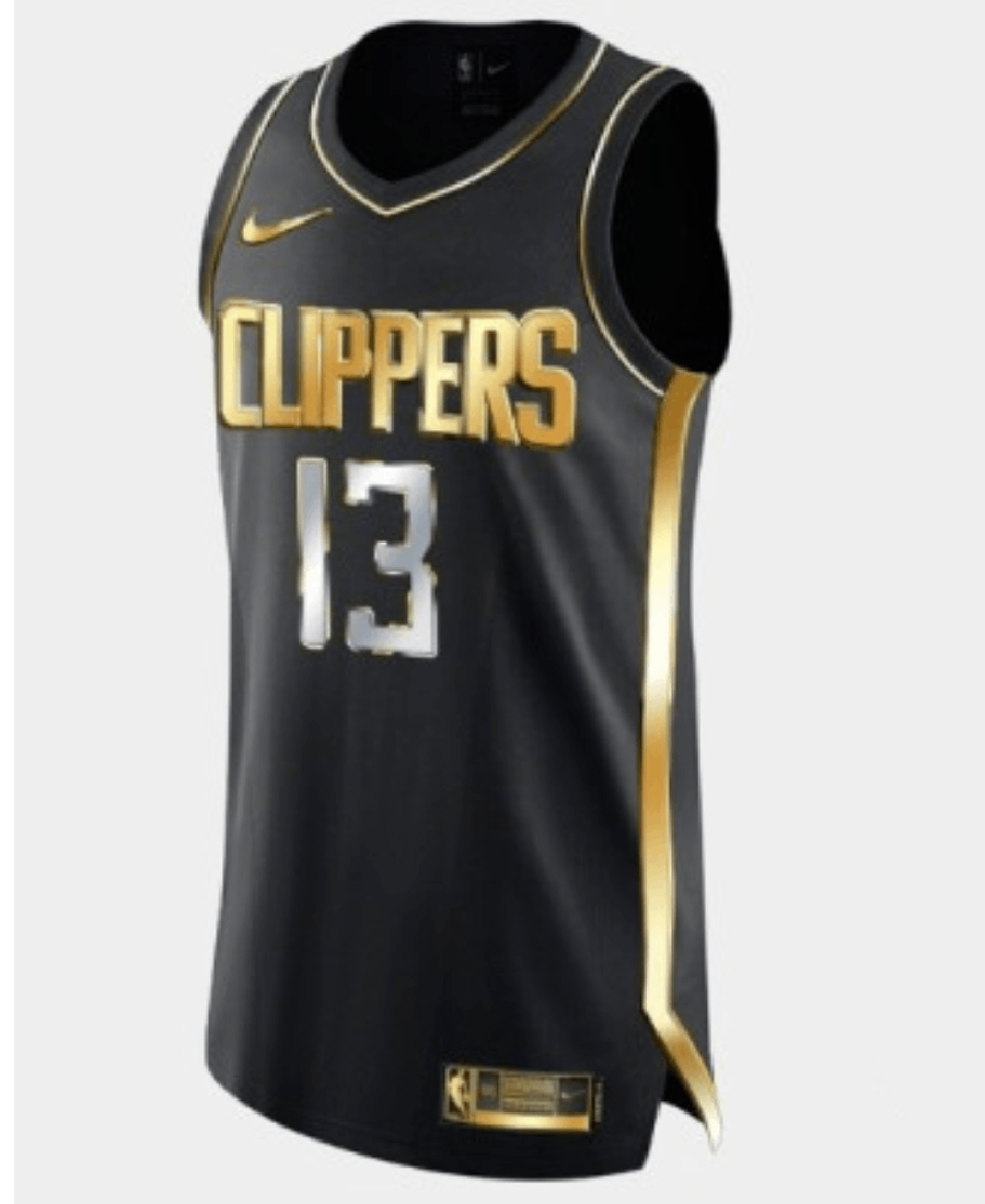 LA Clippers Paul George Black Golden Edition Authentic Limited Jersey