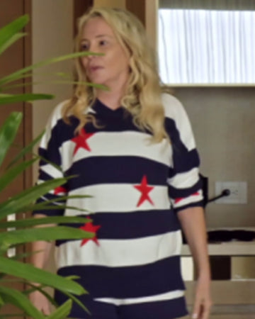 Love Hotel S01 Shannon Beador Red Stars Striped Sweater