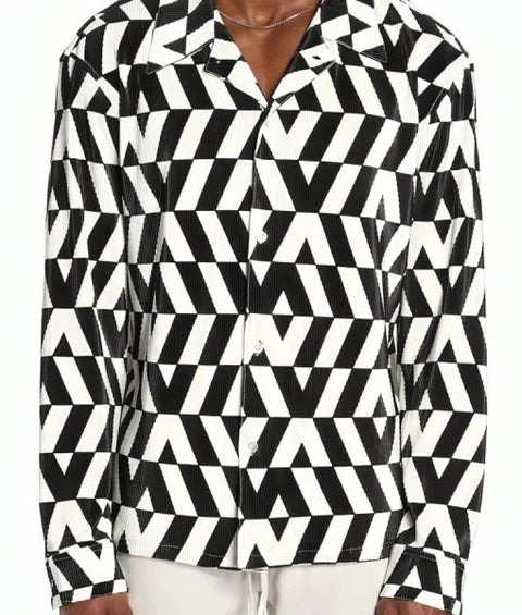 Love Island UK S011 Munveer Jabbal Corduroy Geometric Shirt