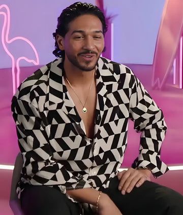 Love Island UK S011 Munveer Jabbal Corduroy Geometric Shirt