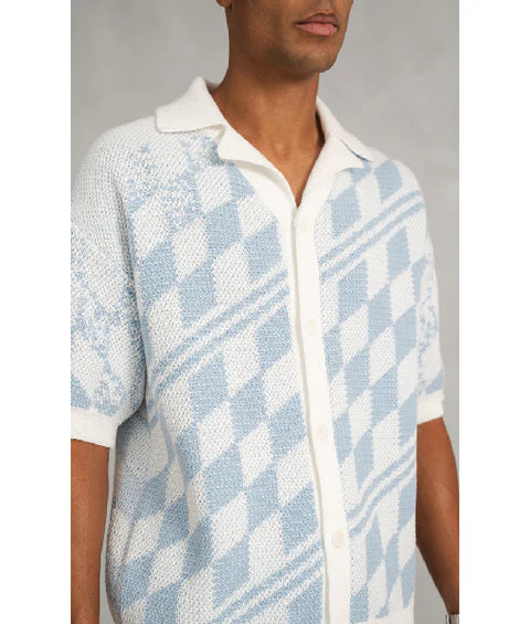 Love Island UK S12 Blu Chegini Checkered Polo Shirt