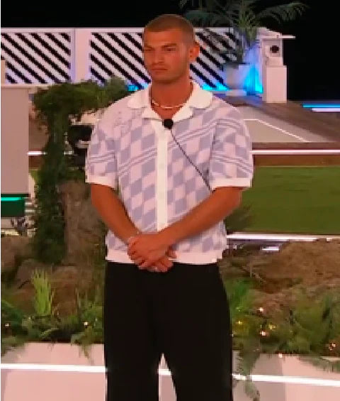Love Island UK S12 Blu Chegini Checkered Polo Shirt