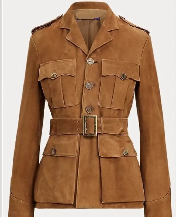 Melania Trump Brown Suede Belted Jacket