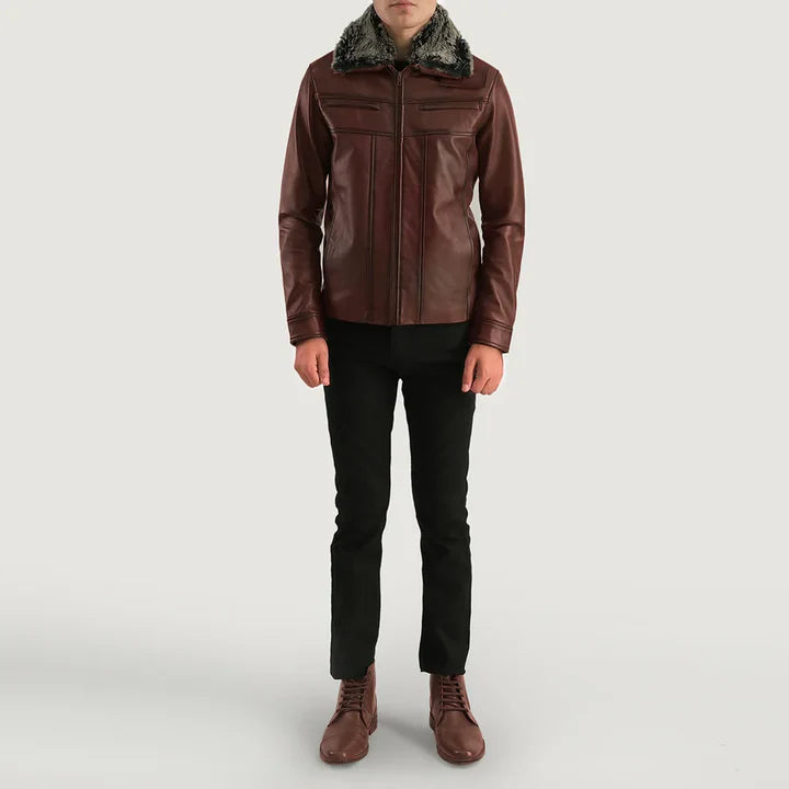 Evan Hart Fur Brown Leather Jacket