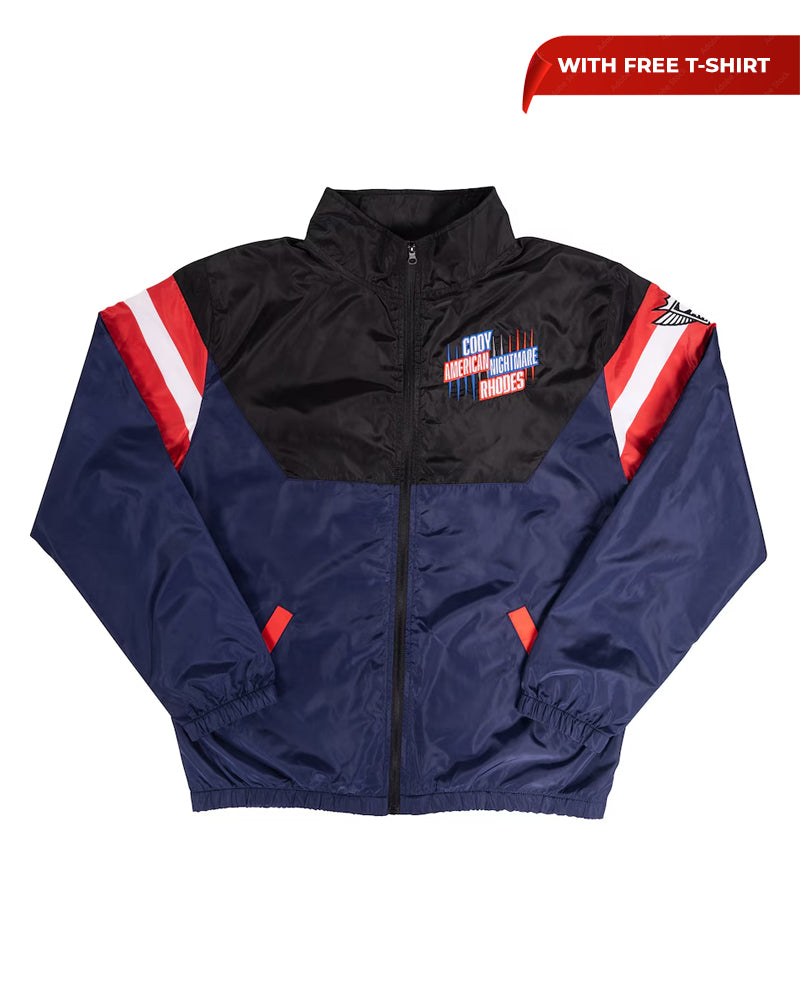 Men’s Black/Navy Cody Rhodes Neon Nightmare Full-Zip Windbreaker Jacket