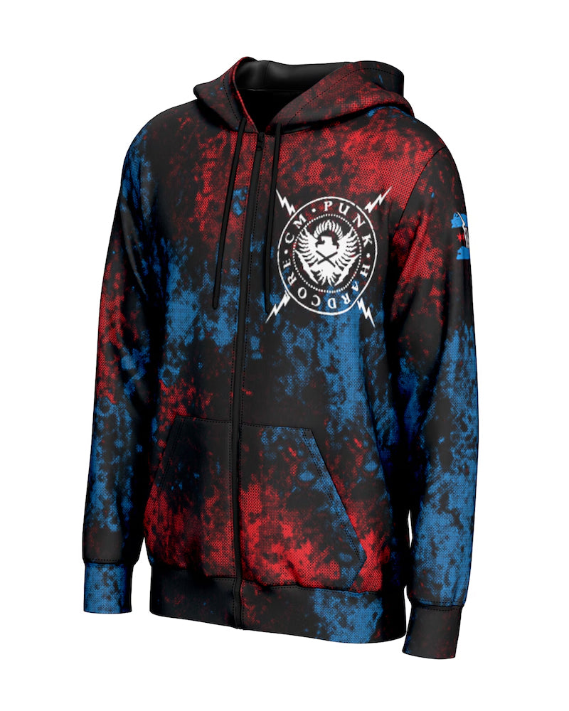 Men’s ProSphere Black CM Punk Straight Edge Hardcore Champion Full-Zip Hoodie