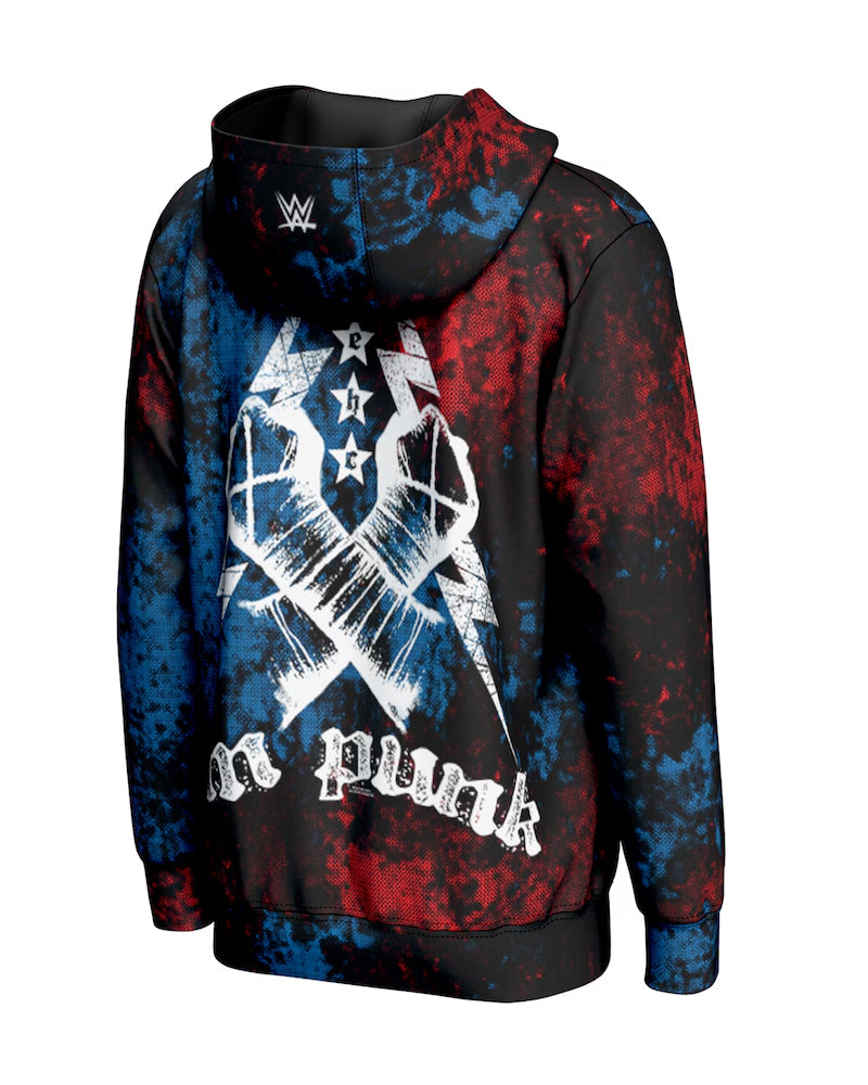 Men’s ProSphere Black CM Punk Straight Edge Hardcore Champion Full-Zip Hoodie