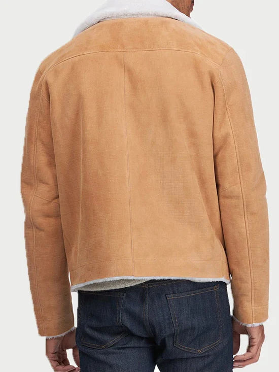 Men’s Tan Shearling Aviator Jacket