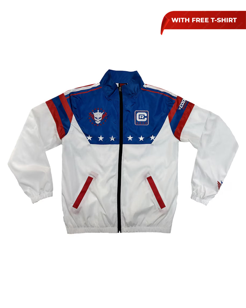 Men’s White Cody Rhodes Stars and Stripes Windbreaker Full-Zip Jacket