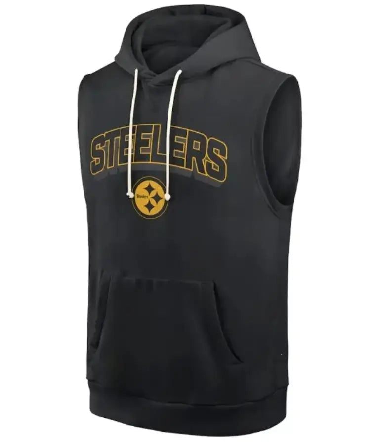 Mike Tomlin Pittsburgh Steelers Black Sideline Sleeveless Hoodie