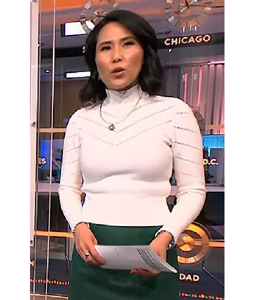 NBC News Daily 2025 Vicky Nguyen White Turtleneck Top