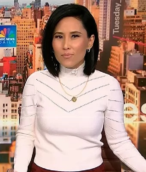 NBC News Daily 2025 Vicky Nguyen White Turtleneck Top