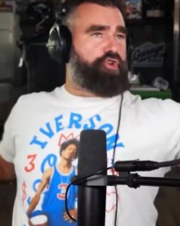 New Height Show Jason Kelce White Graphic T-Shirt