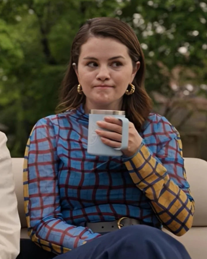 Only-Murders-In-The-Building-S04-Selena-Gomez-Plaid-Two-Tone-Top