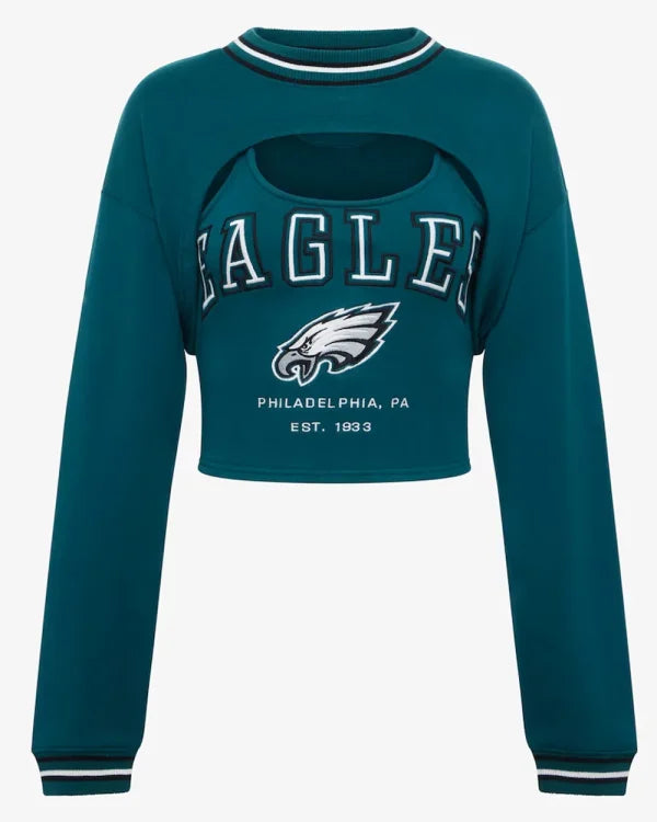 Philadelphia Eagles Midnight Green Fleece Shrug Cami