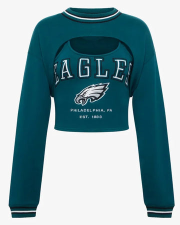 Philadelphia Eagles Midnight Green Fleece Shrug Cami