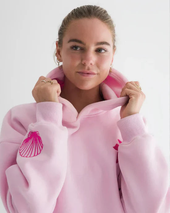 Pink Palm Puff Hawaii Hibiscus Pink Hoodie