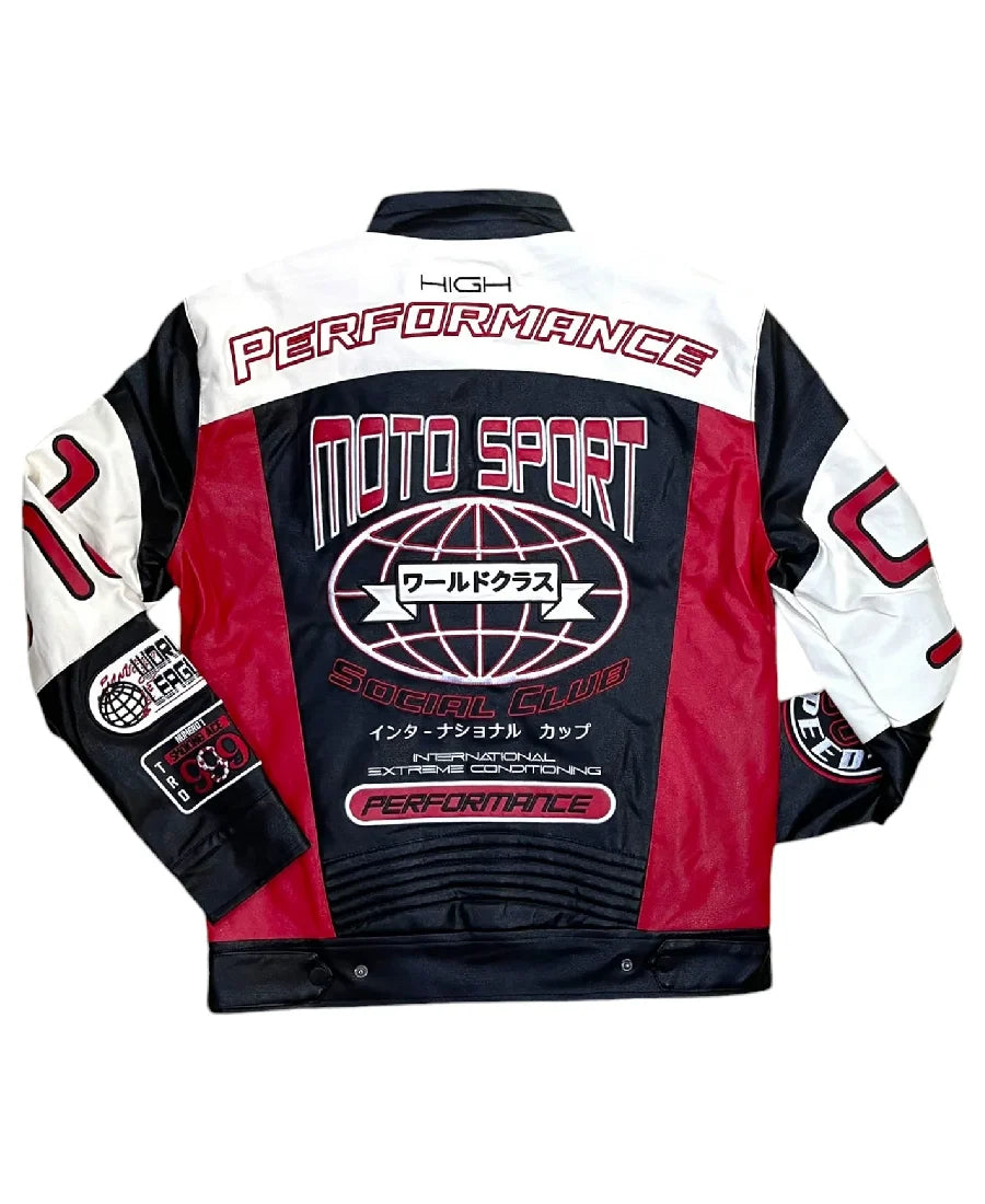 Smoke Rise Ru Racing Multi Colors Leather Jacket
