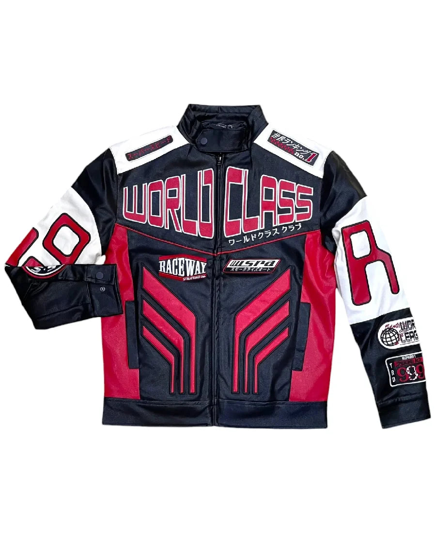 Smoke Rise Ru Racing Multi Colors Leather Jacket