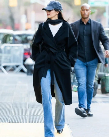 Kendall Jenner SoHo NYC 2025 Black Wrap Coat