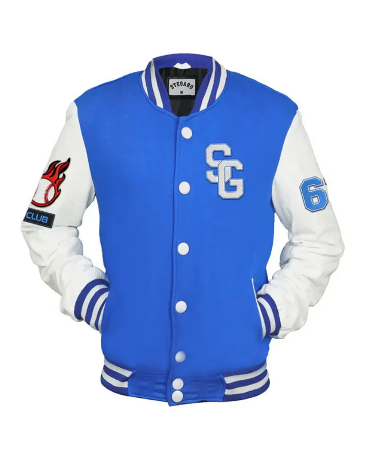 Stegaro Blue And White Letterman Varsity Jackets