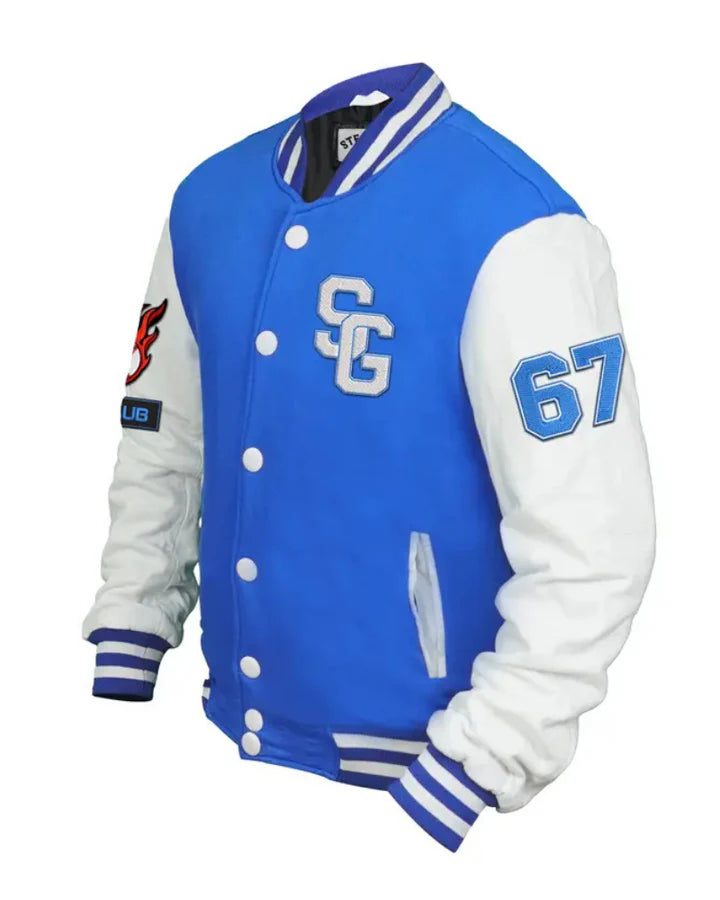Stegaro Blue And White Letterman Varsity Jackets
