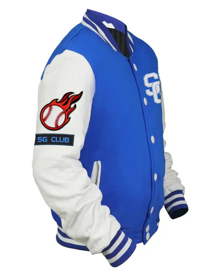 Stegaro Blue And White Letterman Varsity Jackets