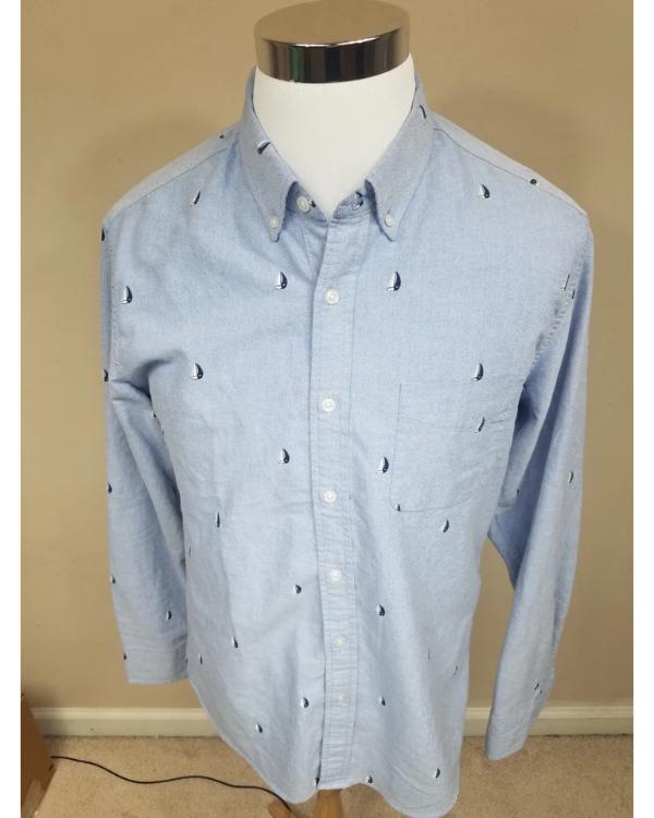 The Today Show 2025 Joe Fryer Blue Sailboat Print Shirt