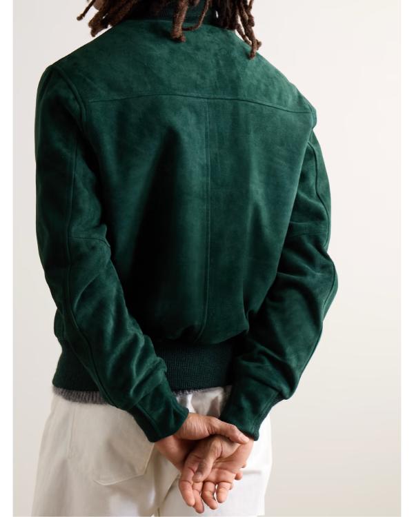 The Voice S28 Michael Buble Green Suede Bomber Jacket