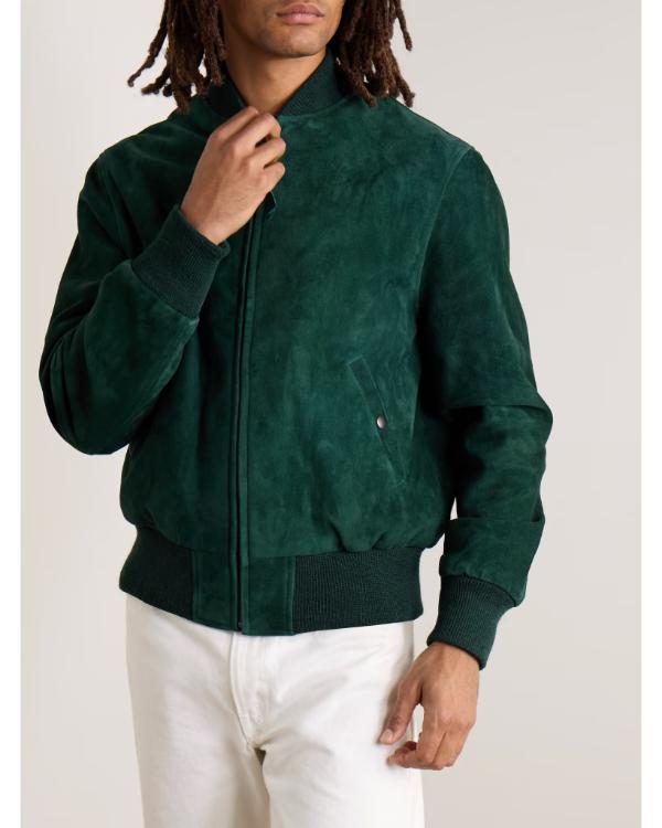 The Voice S28 Michael Buble Green Suede Bomber Jacket