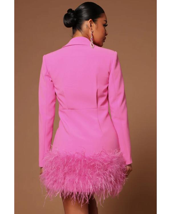 WWE NXT 2025 Sarah Schreiber Pink Feathers Trim Dress