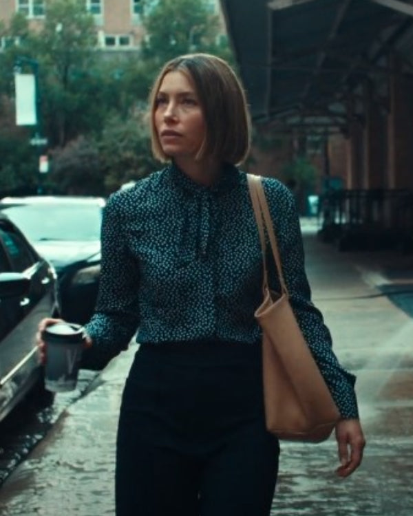 The Better Sister Jessica Biel Polka Dot Tie Bow Blouse