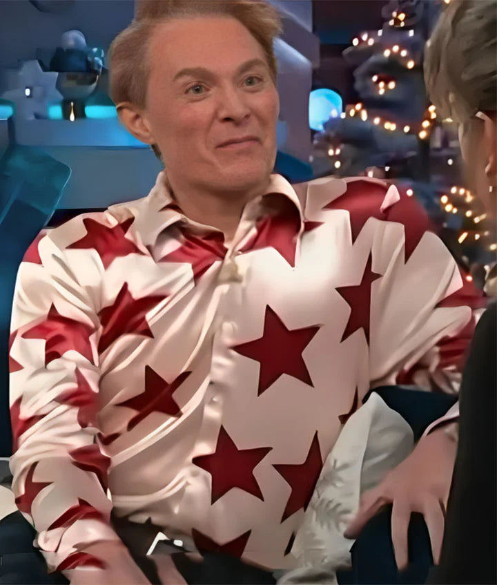 The-Kelly-Clarkson-Show-2024-Clay-Aiken-Red-Star-Print-Velvet-Shirt