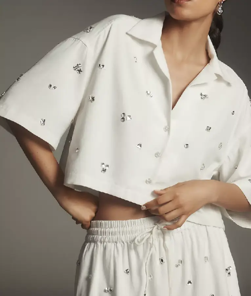 The Social 2025 Melissa Grelo Embellished Crop Shirt