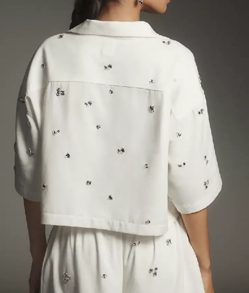 The Social 2025 Melissa Grelo Embellished Crop Shirt