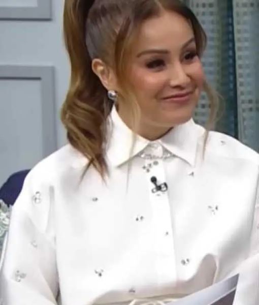 The Social 2025 Melissa Grelo Embellished Crop Shirt