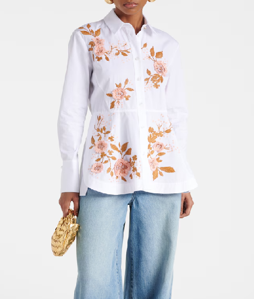 The Today Show 2025 Savannah Guthrie Floral Embroidered Shirt