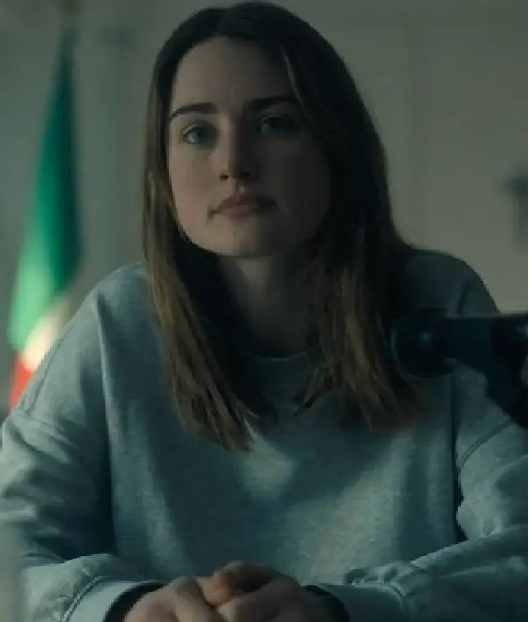 The Twisted Tale of Amanda Knox Grace Van Patten Grey Sweatshirt