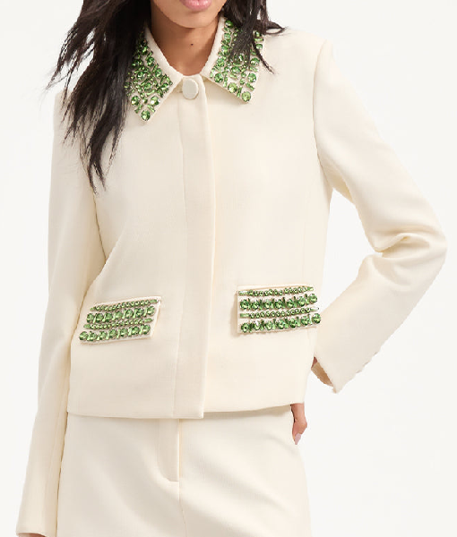The View 2025 Joy Behar White Embellished Crop Jacket