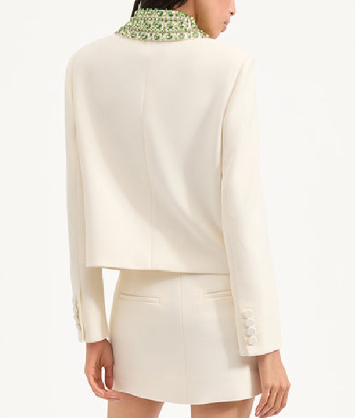 The View 2025 Joy Behar White Embellished Crop Jacket