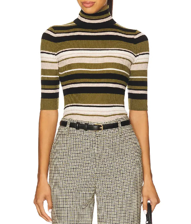 The View 2025 Sara Haines Striped Turtleneck Knit Top