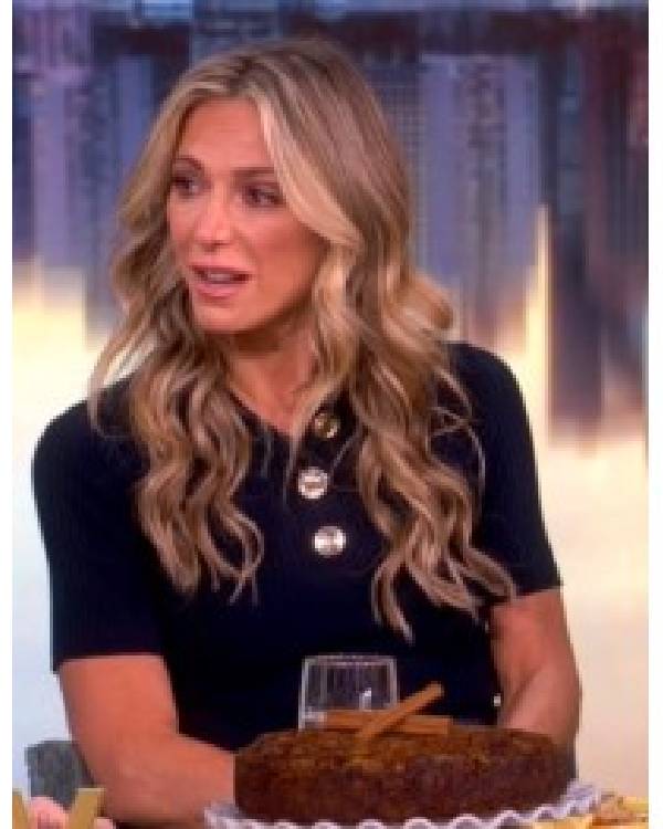 The View Debbie Matenopoulos Navy Blue Knit Polo Shirt