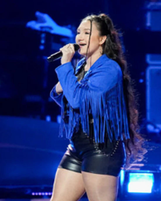The Voice S27 Hailey Wright Blue Fringed Jacket