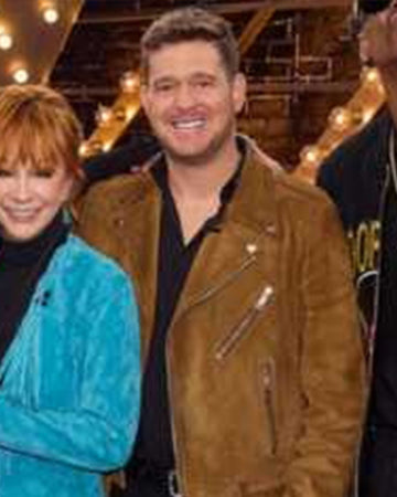 The Voice S28 Michael Buble Brown Suede Jacket