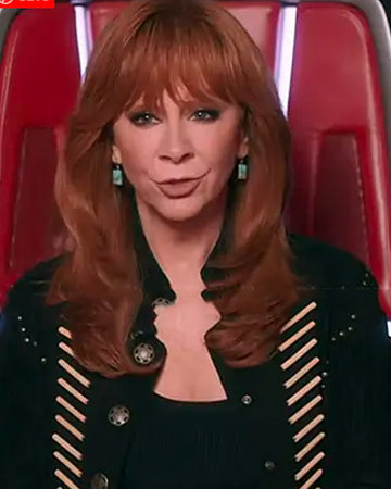 The Voice S28 Reba McEntire Black Suede Fringe Jacket