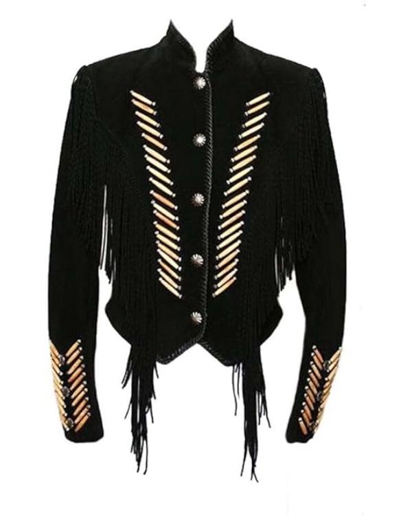 The Voice S28 Reba McEntire Black Suede Fringe Jacket