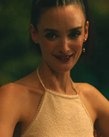 The White Lotus S03 Charlotte Le Bon Embroidered Halter Top